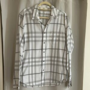 Burberry Gray and White Casual Button Down Shirt